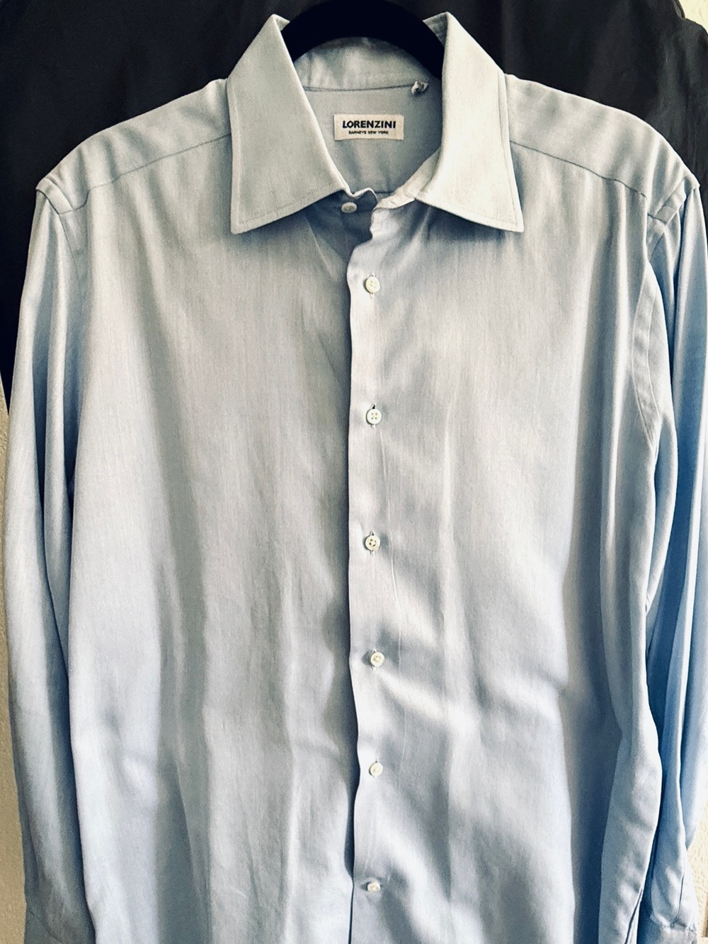 Lorenzini Men's Light Blue Spread-Collar Dress Shirt